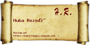Huba Rezső névjegykártya